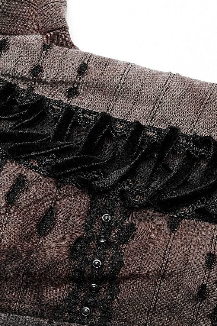 Lace Mesh Irregular Hem Hooded Womens Gothic Coat 2 Colors