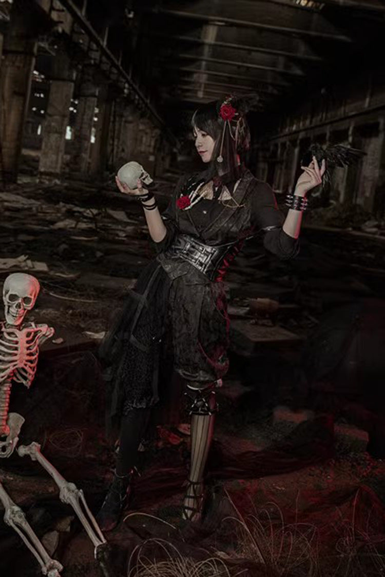 Black Spider Web Diamond Lace Gothic Ouji Lolita Clothing