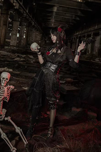 Black Spider Web Diamond Lace Gothic Ouji Lolita Clothing