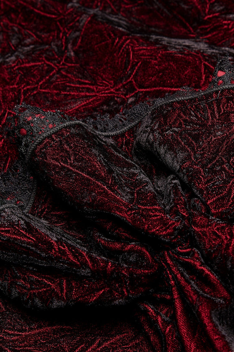 Black/Red Long Sleeves Ruffle Lace-Up Men's Gothic Blouse