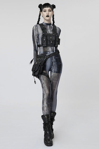 Slim Mesh Tie-dyed Women's Steampunk Leggings 2 Colors