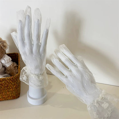 Butterfly Embroidered Lace Mesh Sweet Lolita Gloves 2 Colors
