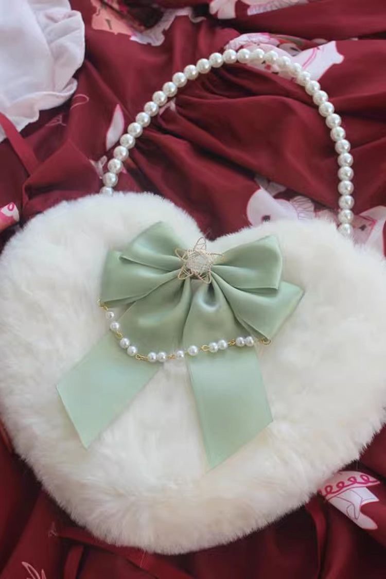Fluffy Heart Cartoon Bowknot Pearl Sweet Lolita Handbag 17 Colors