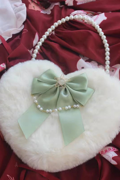 Fluffy Heart Cartoon Bowknot Pearl Sweet Lolita Handbag 17 Colors