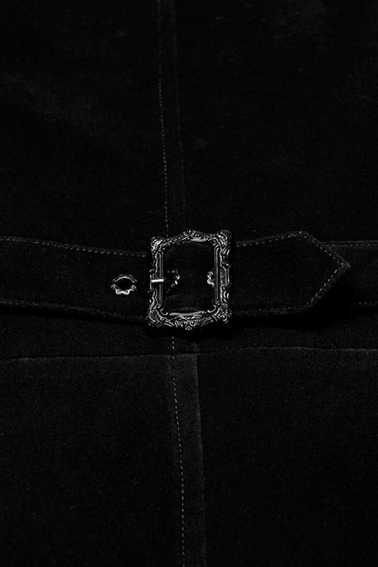 Black Stand Collar Pleated Swallow-tailed Men's Gothic Vest