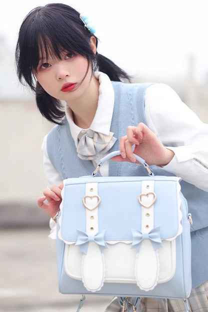 White/Blue Bunny Castle Bowknot Sweet Lolita Backpack