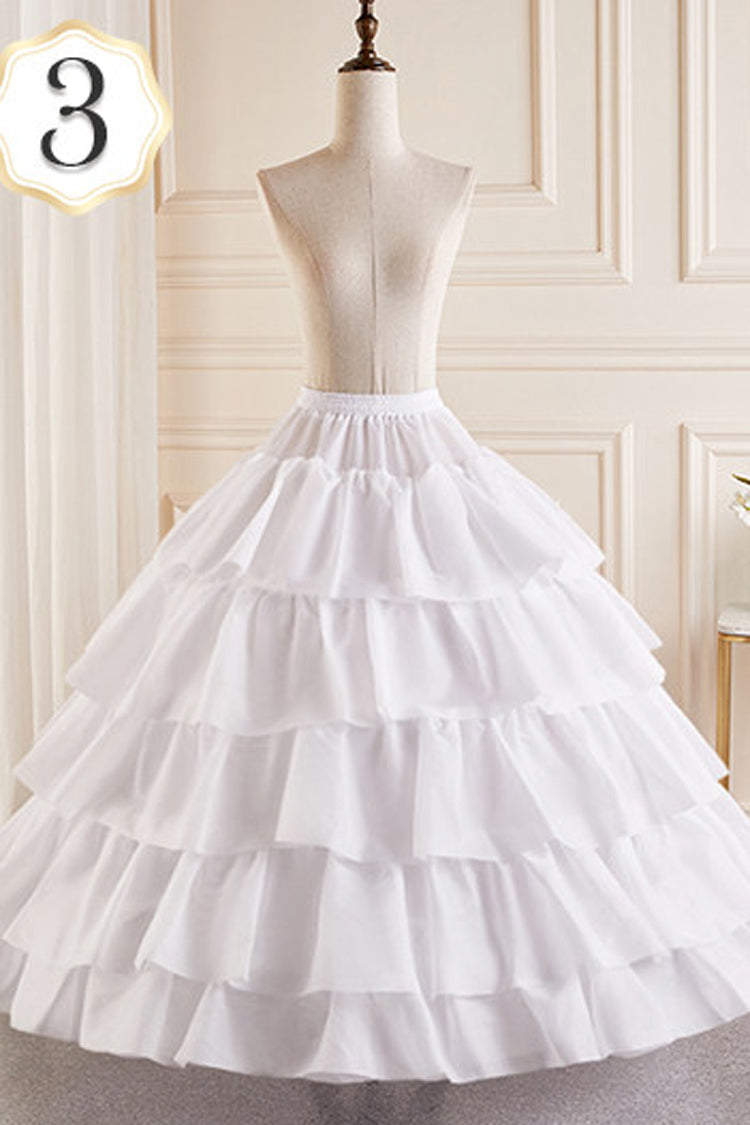 White Multi-Layered Hanayome Fishbone Sweet Lolita Long Petticoat