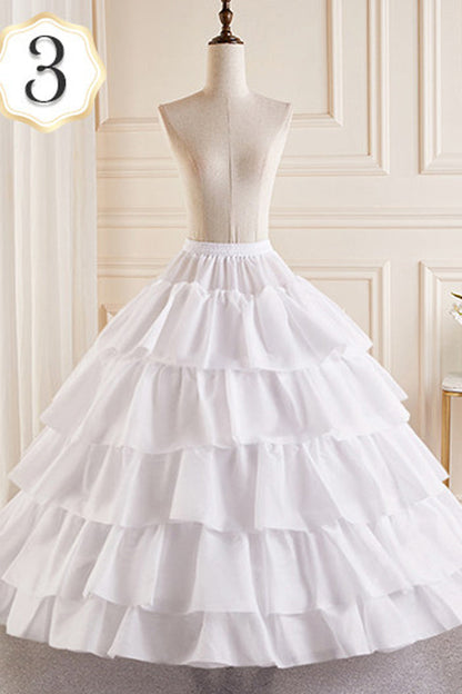 White Multi-Layered Hanayome Fishbone Sweet Lolita Long Petticoat