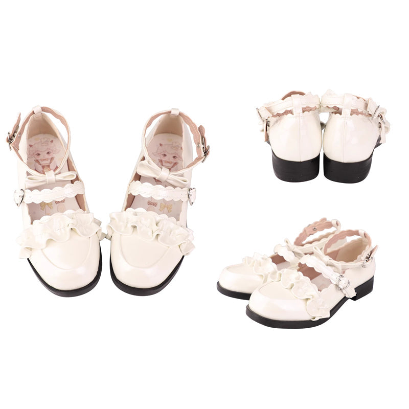 Sweet Ruffle Bowknot Japanese Lolita Shoes 15 Colors