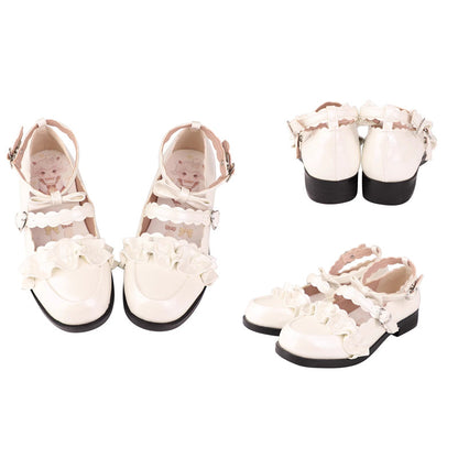Sweet Ruffle Bowknot Japanese Lolita Shoes 15 Colors