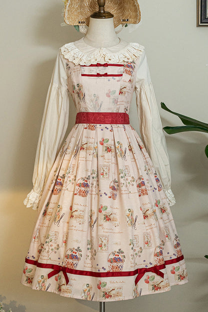 Forest Illustrated Book Watercolor Picture Book Print Sweet Elegant Lolita JSK Dress 3 Colors