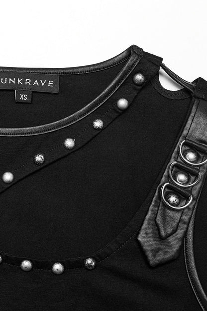 Black Sleeveless Rivet Hollow Women's Steampunk Vest
