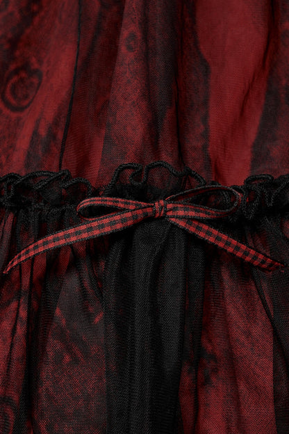Black/Red Sleeveless Multi-layer Stitching Mesh Women's Gothic Elegant Lolita Dress