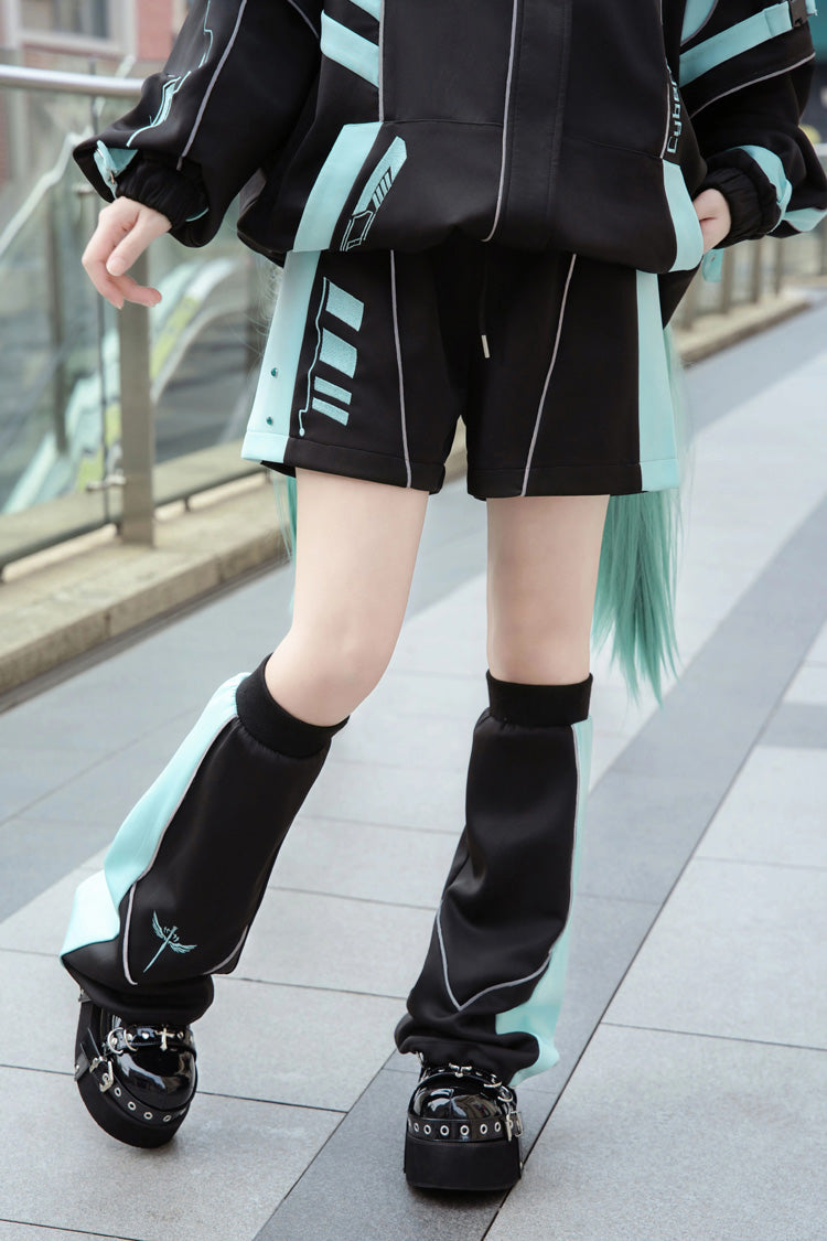 Black/Blue [Cyber Phantom] Hatsune Miku Long Sleeves Print Jirai Kei Cool Coat