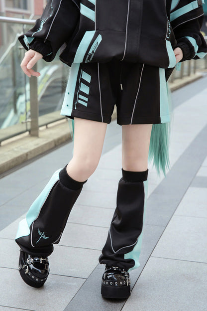 Black/Blue [Cyber Phantom] Hatsune Miku Long Sleeves Print Jirai Kei Cool Coat