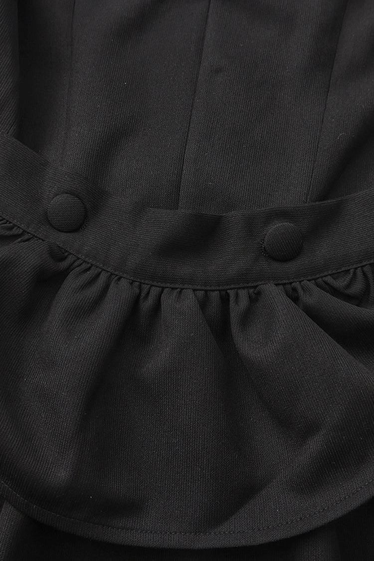 Black [Immortal Silent Agent] Sleeveless Ruffle Ouji Fashion Vintage Elegant Prince Lolita Long Coat
