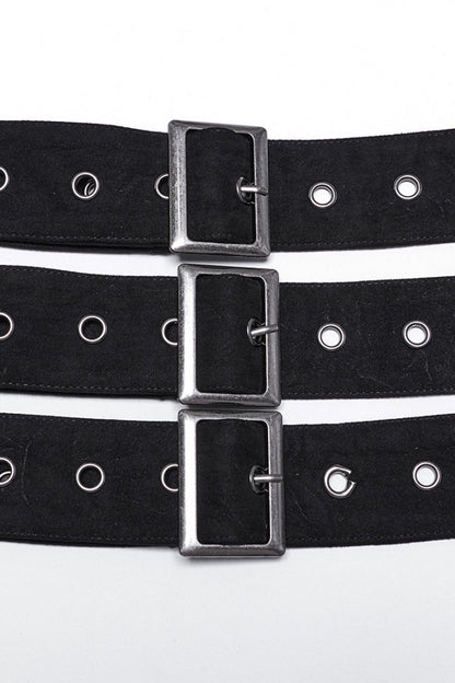 Black Skull Eyelets Buckle Men's Punk Belt