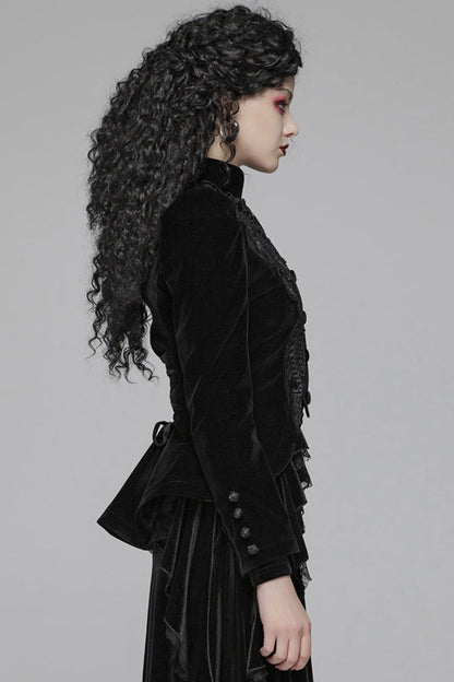 Gothic Long Puff Sleeves Hollow Womens Swallowtail Short Coat Jacket 2 Colors