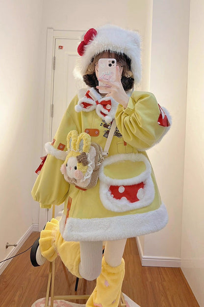 Yellow [Mushroom House] Long Sleeves Embroidery Bowknot Sweet Lolita Coat
