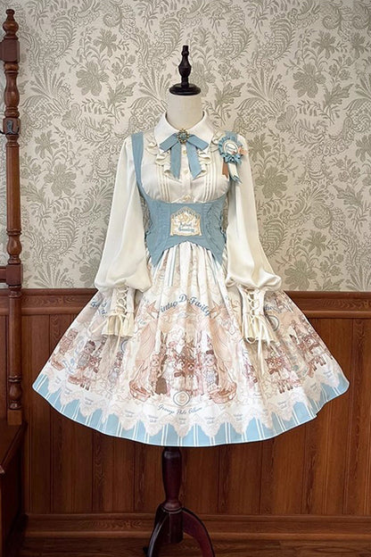 Doll's House Print Ruffle Embroidery Short Version Sweet Lolita Jsk Dress 2 Colors