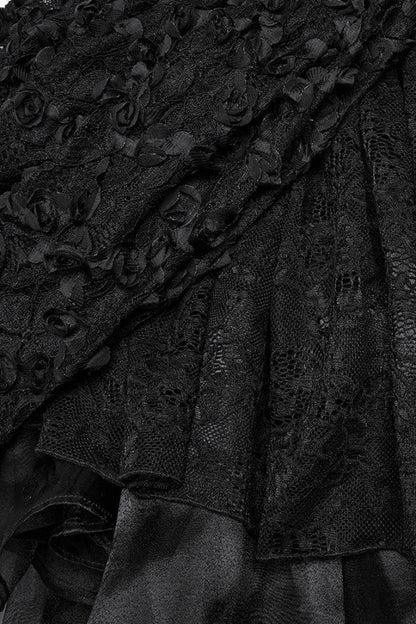 Black Square Collar Short Puff Sleeves Multi-Layered Women's Gothic Lolita High/Low Prom Dress