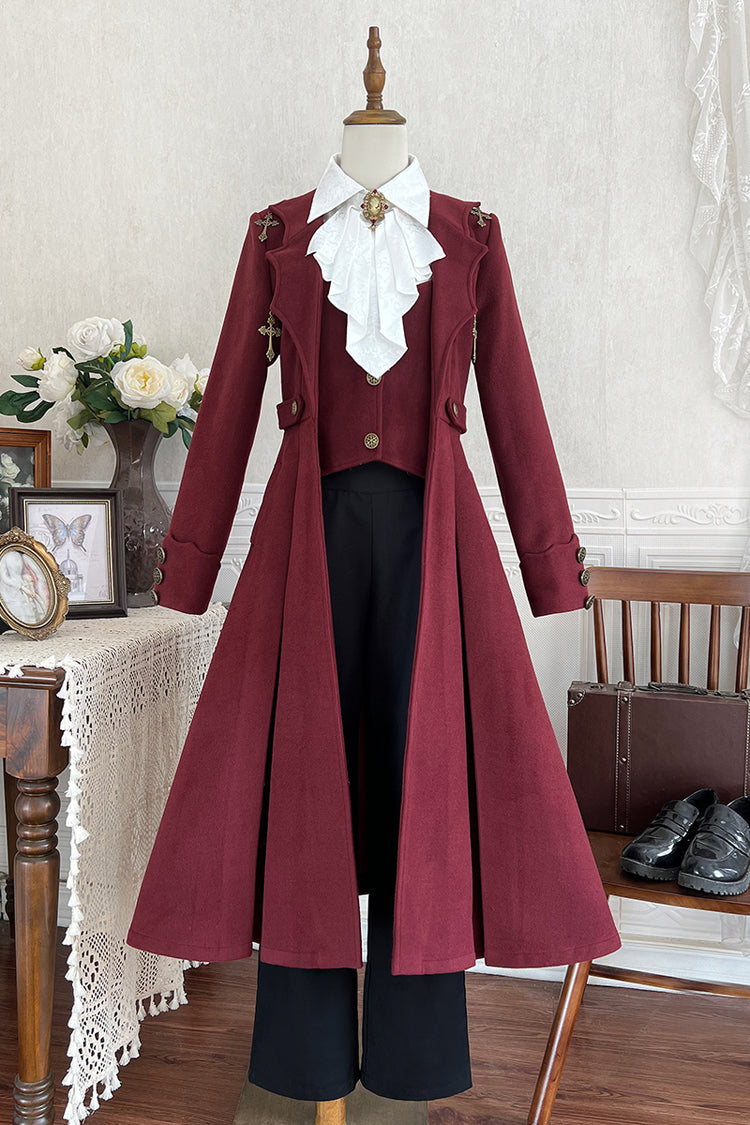 Red [The Legend of Dracula] Bat Collar Long Sleeves Prince Handsome Ouji Lolita Coat