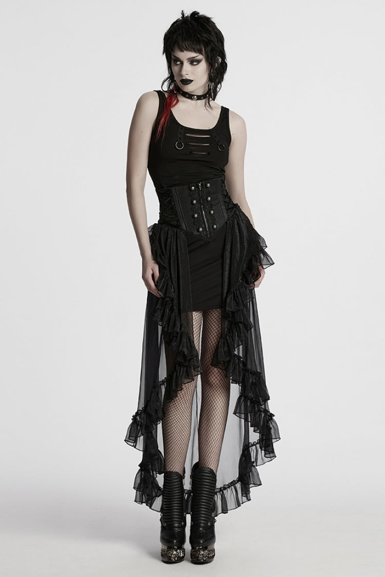 Black Ruffle Lace Women's Gothic Corset Skirt