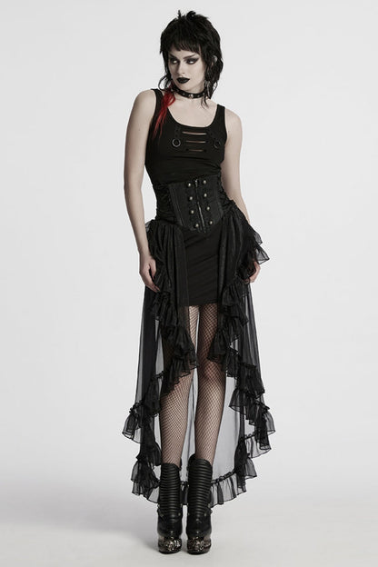 Black Ruffle Lace Women's Gothic Corset Skirt