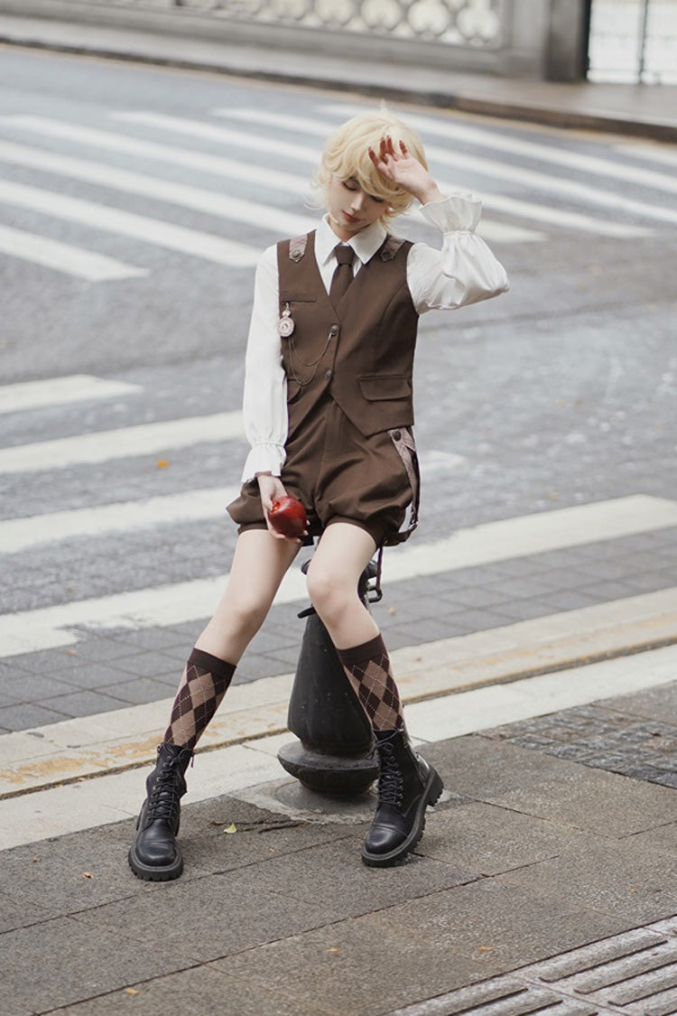Brown Bunny Detective Prince Ouji Lolita Set