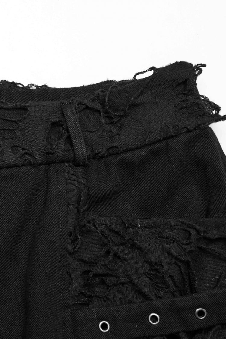Black Ripped Men's Punk Straight Pants