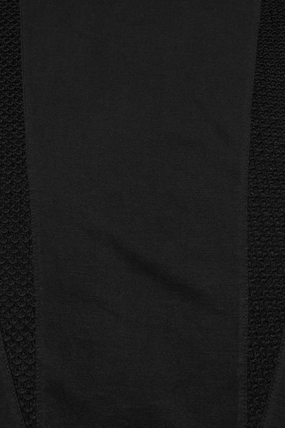 Black Round Collar Long Sleeves Cut-Out Spliced Mesh Men's Punk T-Shirt