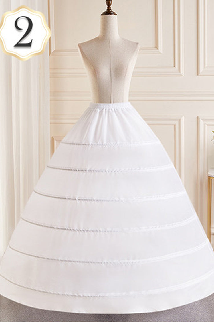 White Multi-Layered Hanayome Fishbone Sweet Lolita Long Petticoat