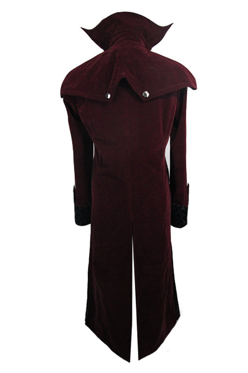 Western Fashion Gothic Shawl Collar Mens Long Velvet Coats