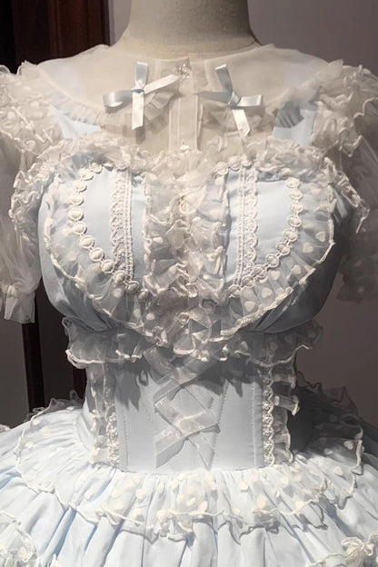 Blue Pray Multi-Layered Ruffle Lace Sweet Princess Lolita Jsk Dress