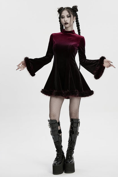 Black/Red Long Sleeves Gradient Women's Gothic Dress