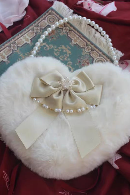 Fluffy Heart Cartoon Bowknot Pearl Sweet Lolita Handbag 17 Colors