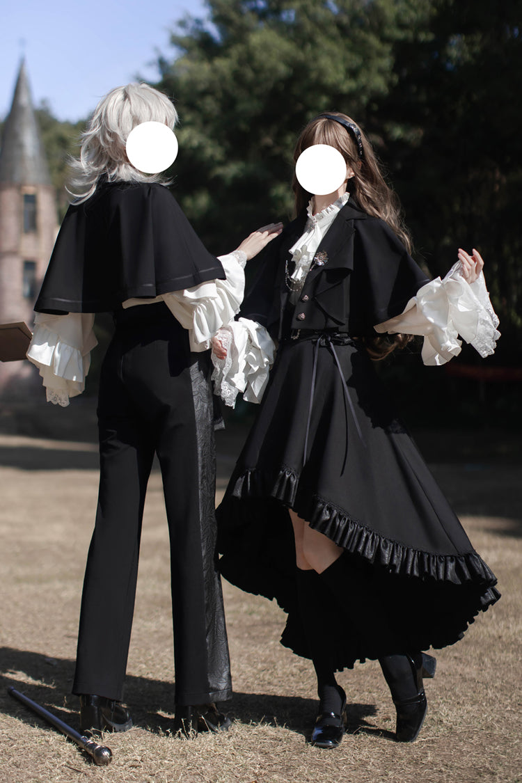 Black [Day and Night Song] Long Sleeves Ruffle Ouji Gothic Lolita Skirt Blouse
