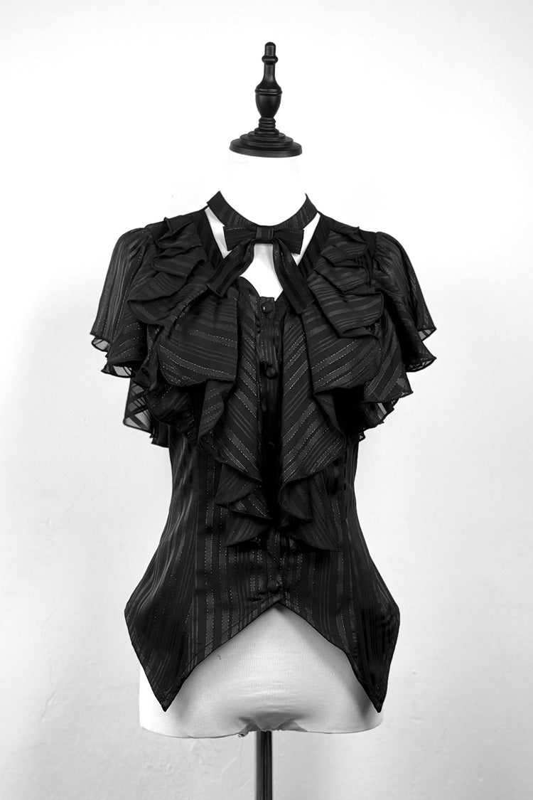 Black Ruffled Bow Gothic Japanese Lolita Blouse