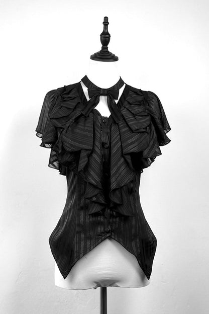 Black Ruffled Bow Gothic Japanese Lolita Blouse