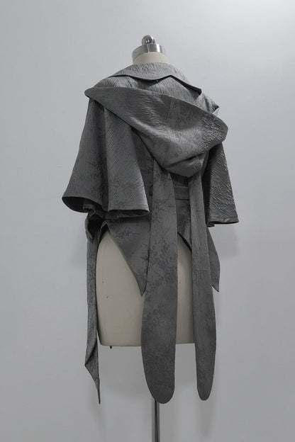 Grey Rabbit Hunt Dark Pattern Jacquard Print Bowknot Ouji Vintage Prince Lolita Coat