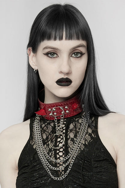 Snakeskin Faux Leather Metal Rivets Women's Steampunk Choker 2 Colors