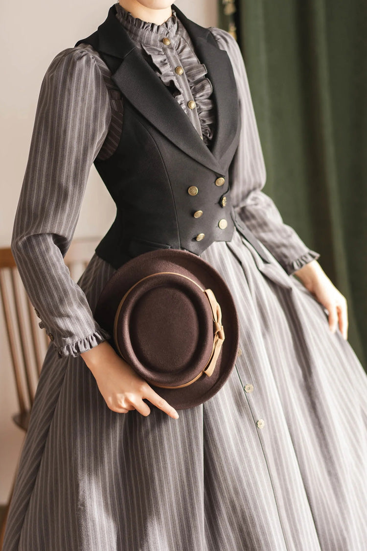 Black V Collar Sleeveless Classic Vintage Ouji Lolita Vest