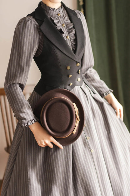 Black V Collar Sleeveless Classic Vintage Ouji Lolita Vest