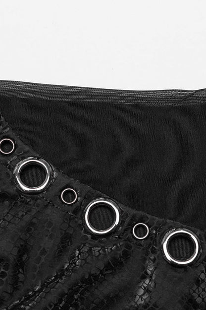 Black Snake Print Metal Ring Decoration Hollow Womens Steampunk Vest