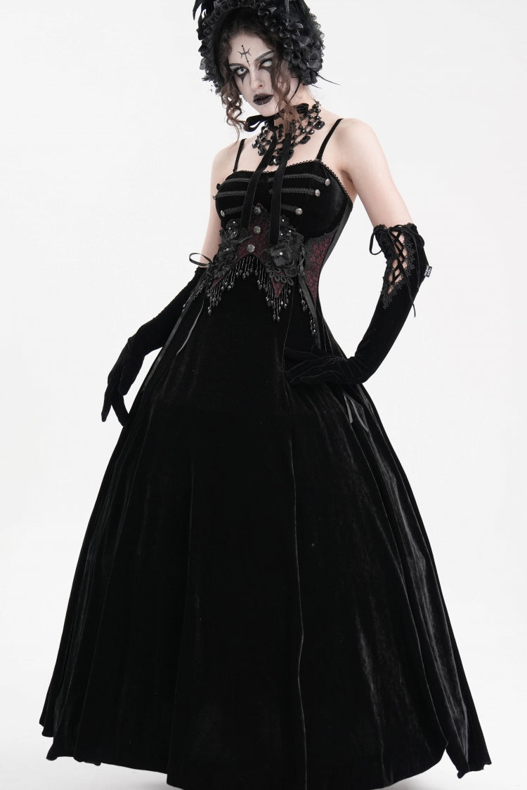 Black Tassels Hanayome Lace-Up Women's Gothic Slip Wedding Dress