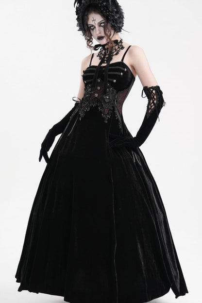 Black Tassels Hanayome Lace-Up Women's Gothic Slip Wedding Dress