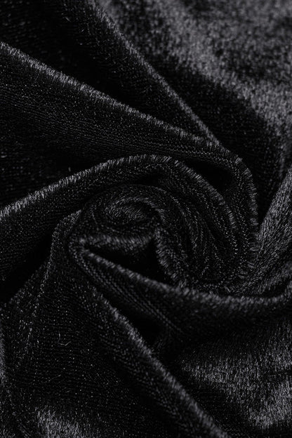 Black Stand Collar Irregular Pleated Velvet Women's Gothic Blouse