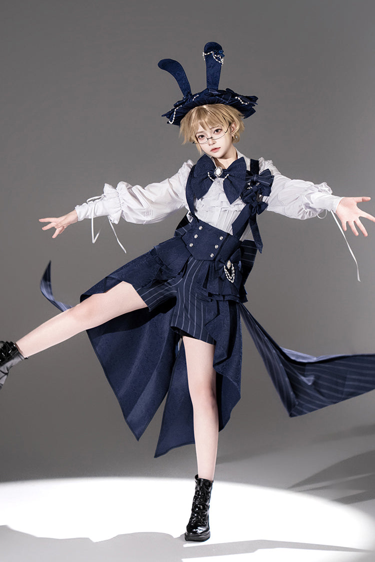 Blue Rabbit Theater Vertical Stripes Print Ouji Fashion Sweet Prince Cool Lolita Shorts