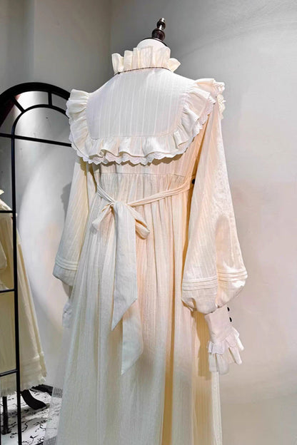 Ivory Long Sleeves Ruffle Bowknot Lace Sweet Lolita Home Wear Nightdress