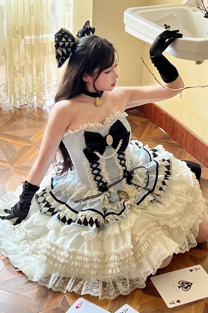 Princess Coronation Multi-layer Ruffle Bowknot Slim Romantic Sweet Lolita Dress 2 Colors